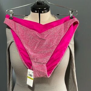 Trina Turk Swim&Spa Collection Bikini Bottom Color-Pink& Silver Size-14 NWT